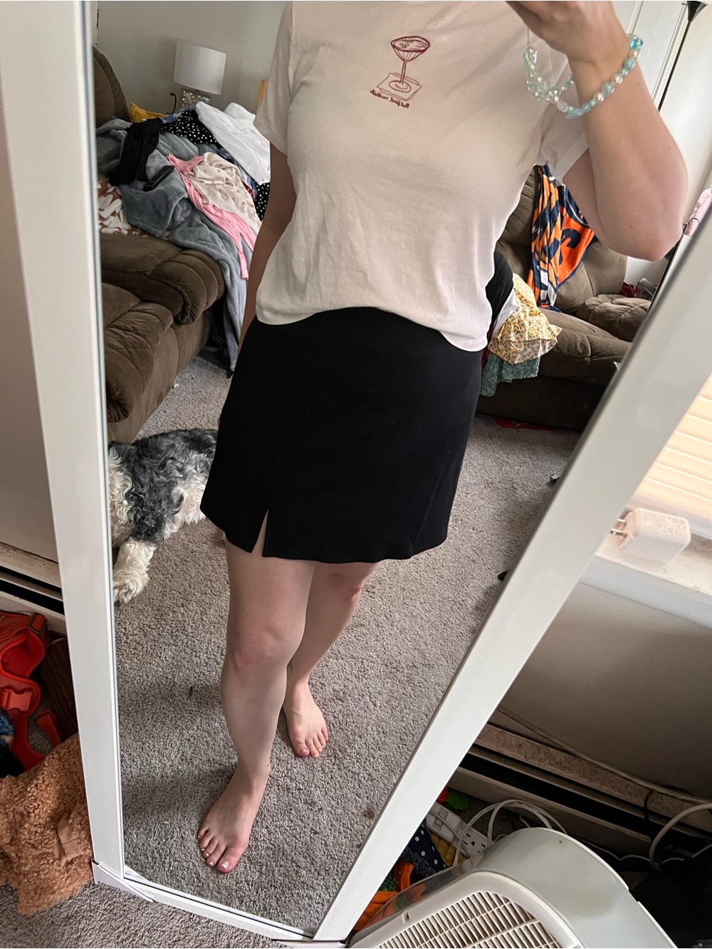 American Eagle Outfitters Black Mini Skirt with Front Notch